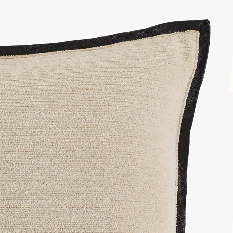 Heavy Metal Leather Frame Pillow Cover & Insert, Ivory/Black