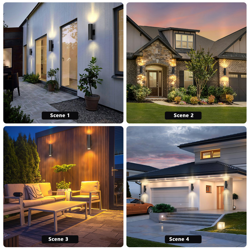 Dusk To Dawn Outdoor Wall Lights , Integrated Led Cylinder Up Down 12W 2700K Modern Aluminum Light, Waterproof Exterior Light For Porch Patio Door
