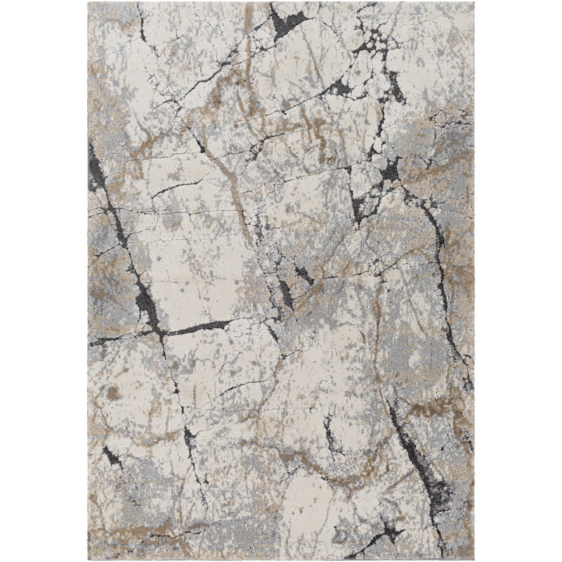 Tapis gris / crème / brun Amrita, Rectangle 2 pi x 3 pi