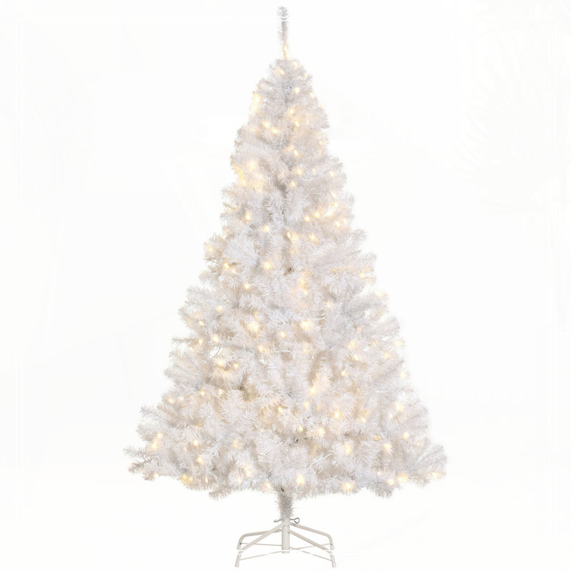 Sapin de Noël artificiel de 6 pi avec branches réalistes, 250 lumières DEL blanc chaud et 1000 pointes, blanc