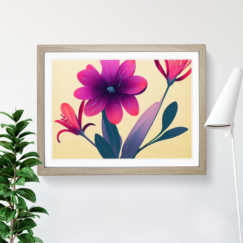 Eye Catching Flowers 1 Piece Single Picture Frame Painting, 34cm H x 46cm W x 2cm D, Oak