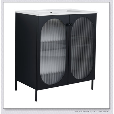 Meuble-lavabo de salle de bain autoportant de 30 pouces avec comptoir en céramique et structure interne réglable de conception moderne
