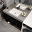 Meuble-lavabo simple flottant contemporain simple de 39,4 po avec comptoir en faux marbre, 2 tiroirs, armoires, lavabo en céramique - trop-plein, poignées en métal et bois émaillé massif