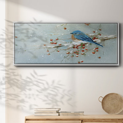 Oiseau bleu en hiver - toile encadrée