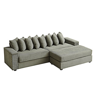 Upholstered L Shaped Sectional Sofa With Pillows