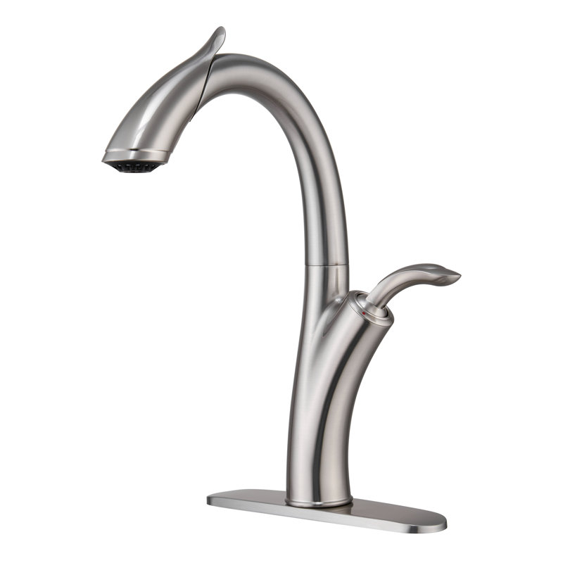 Robinet de cuisine à poignée simple rétractable, Argent