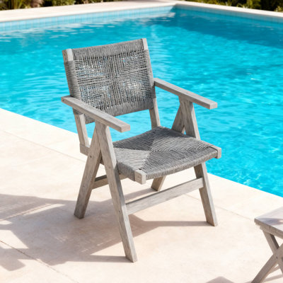All-Season Light Gray Outdoor Lounge Chair, Sturdy HIPS Construction with 304 Stainless Steel Details