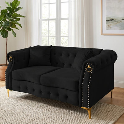 64.1'' Luxurious Embrace Velvet Loveseat with Tufted Design