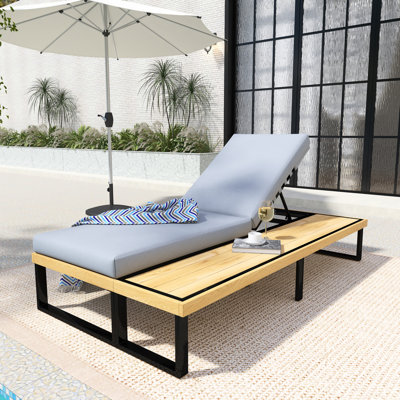 Outdoor Chaise Lounge With Side Table