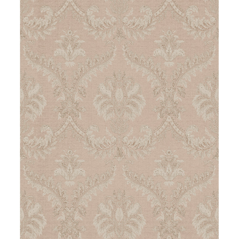 Traditional Damask Design Embossed Satin 10m x 53cm Wallpaper Roll, Pink