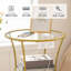 Table basse et de bout ronde à 2 niveaux avec station de charge - Petite table d'appoint dorée avec plateau en verre pour le salon ou la chambre à coucher