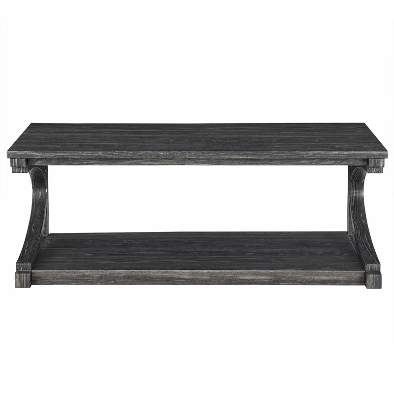 Clayman Faux Wood Rectangular Coffee Table, Black