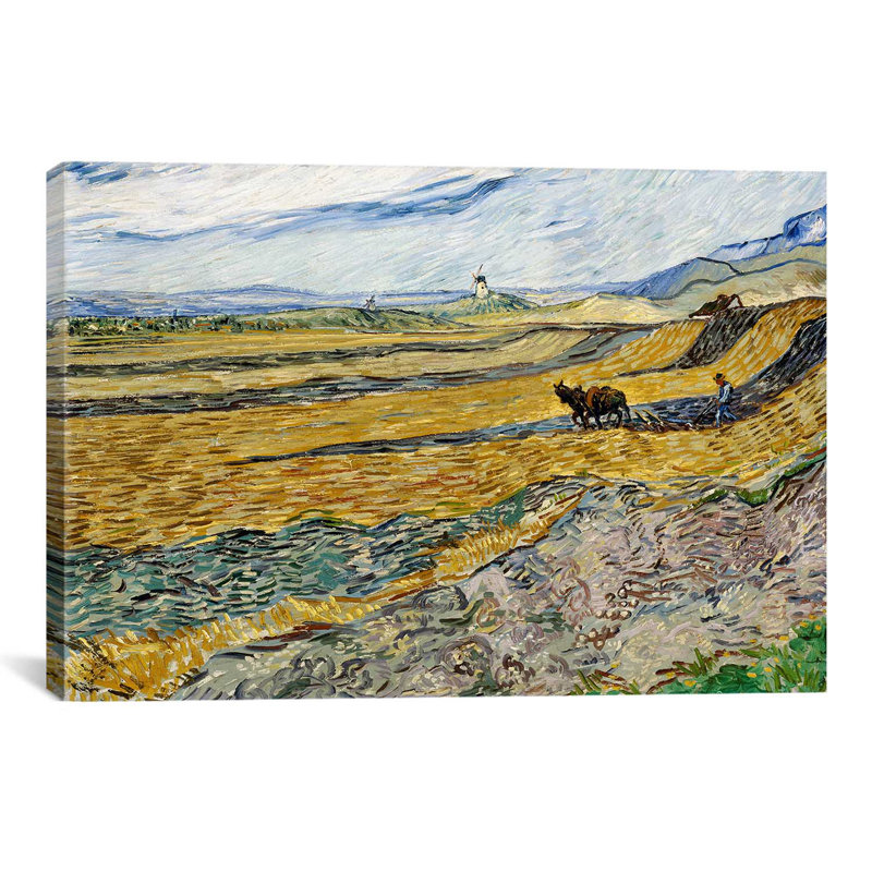 « champ clos avec labour » par vincent van gogh, reproduction d’art sur toile, H 26 po x l 40 po x P 0,75 po