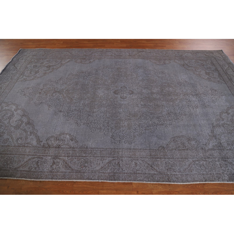 Tapis persan Tabriz patiné vieilli noué à la main 7 x 11
