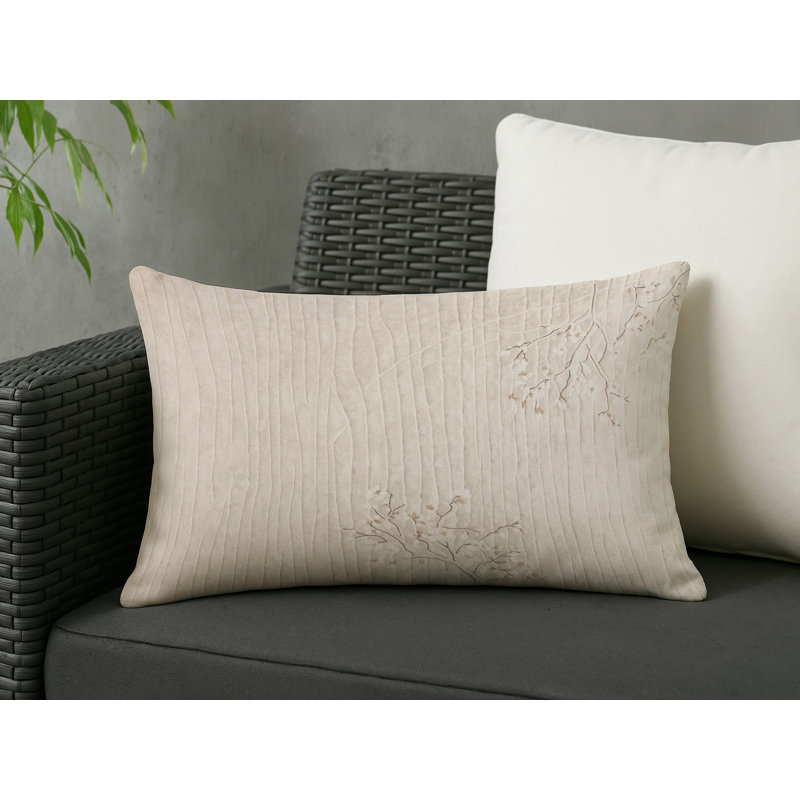 Coussin décoratif intérieur et extérieur Modern, Beige abstrait 2, Rectangle H 20 po x l 14 po