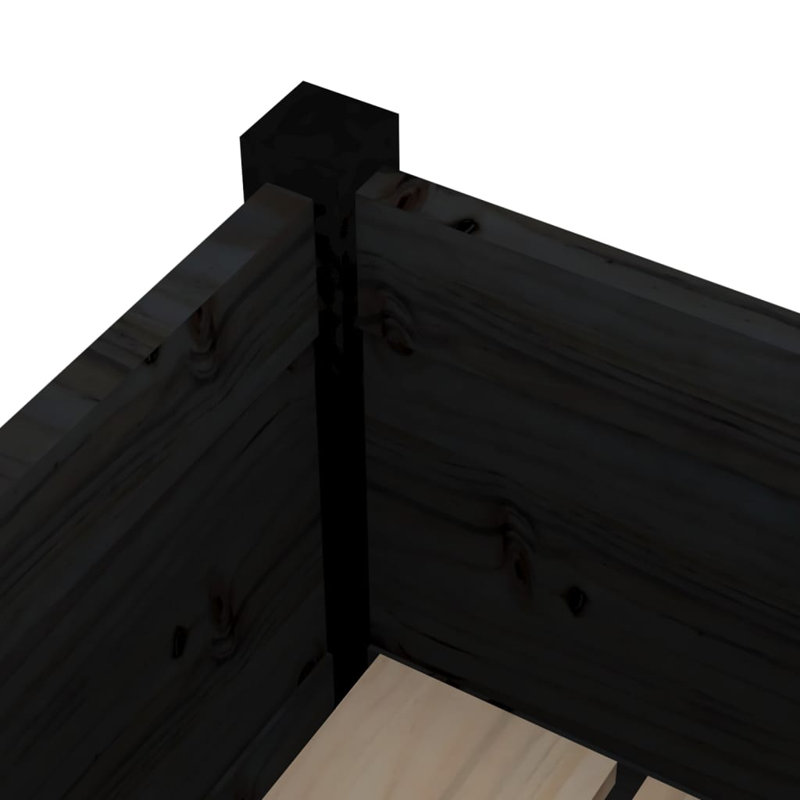 Wood Pot Planter, Black, 27.6" H x 27.6" W x 12.2" D