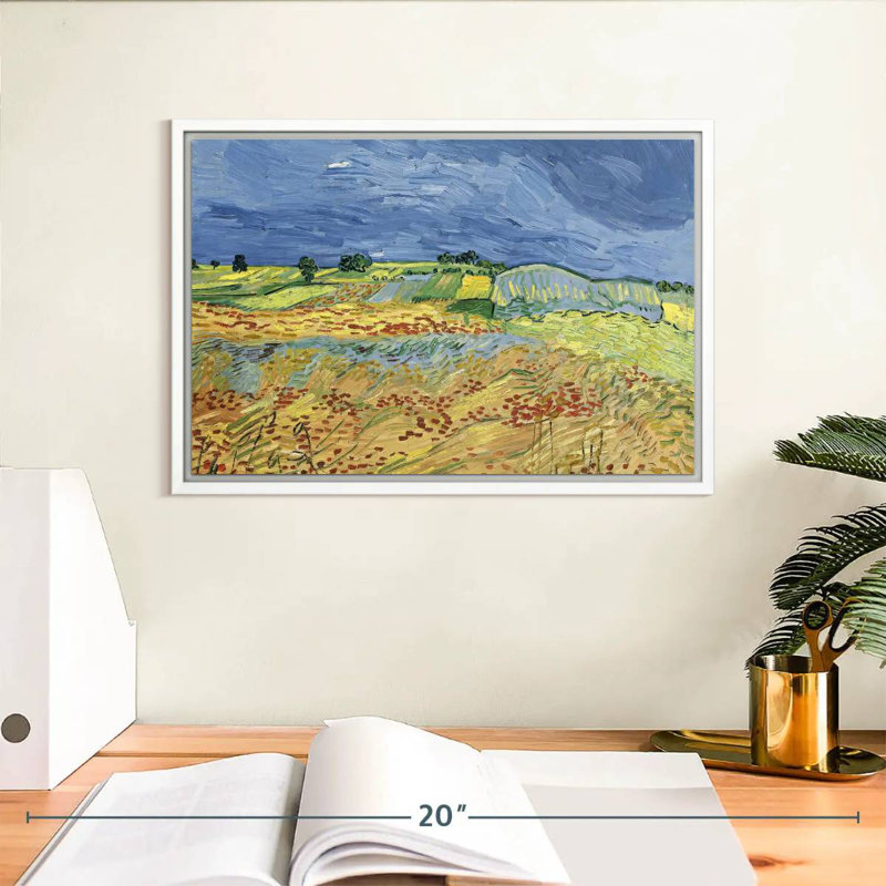 Les champs, Cadre flottant blanc, 13 po x 9 po
