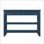 Buffet Mid-Century en bois massif bleu marine à 2 tiroirs et 2 tablettes, facile à assembler