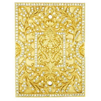 BLANK SWITCH COVER; CLEAR DECORATED WITH SWAROVSKI CRYSTALS; IN SATIN GOLD