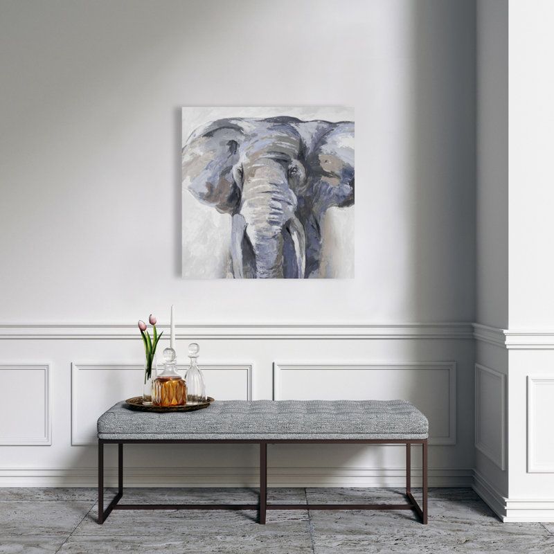 Toile éléphant bleu pastel | Décoration de la faune africaine