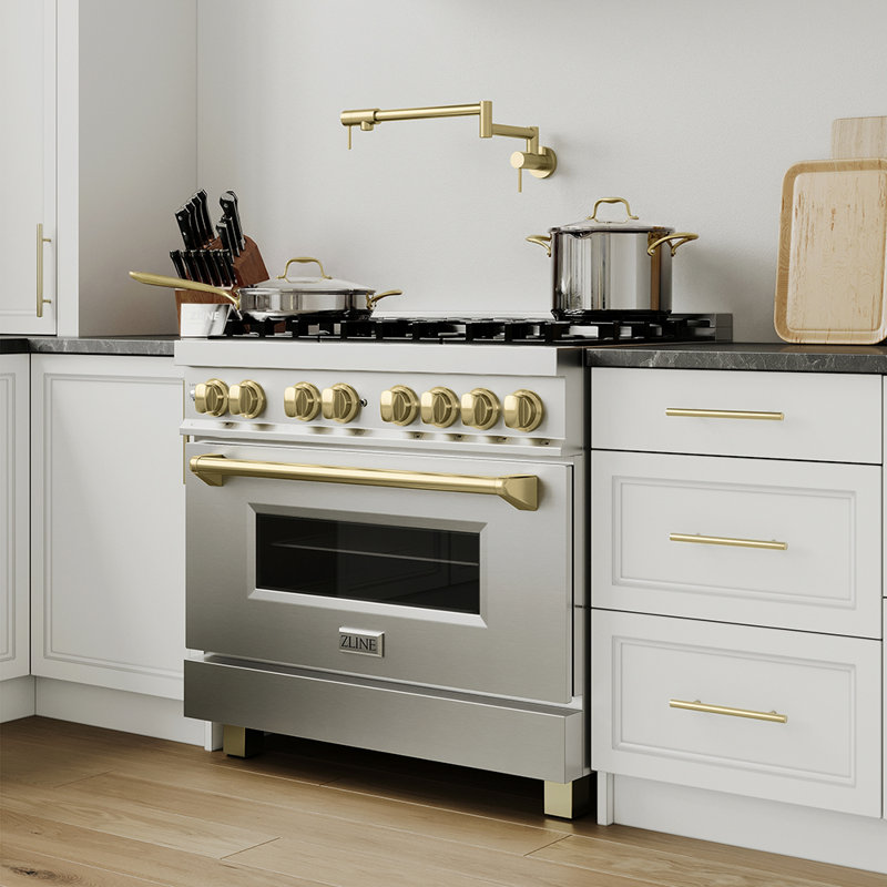 ZLINE Autograph 36" Legacy Dual Fuel Range w/ 6 Burners, Champagne Bronze