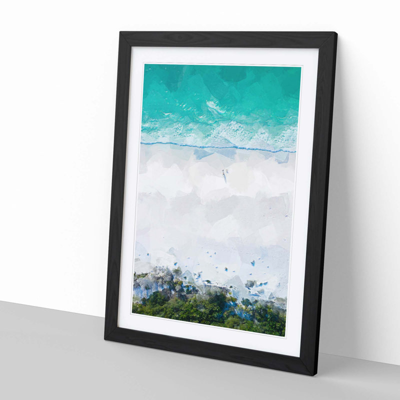 Walking on the Beach in Abstract - Picture Frame Graphic Art Print, 60cm H x 40cm W x 2cm D, Black