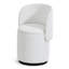 Table basse de style transitionnel, plateau rond, rangement ouvert en dessous, fini blanc, mobilier de salon-2068058178