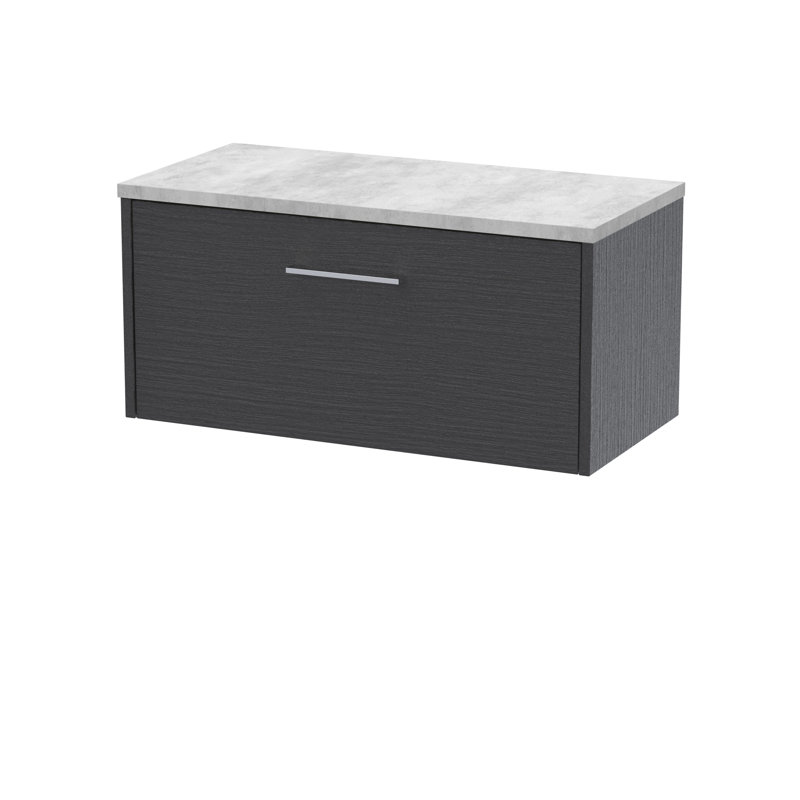 Juno 800mm Wall Hung Single Vanity Unit with Worktop, Graphite Grey