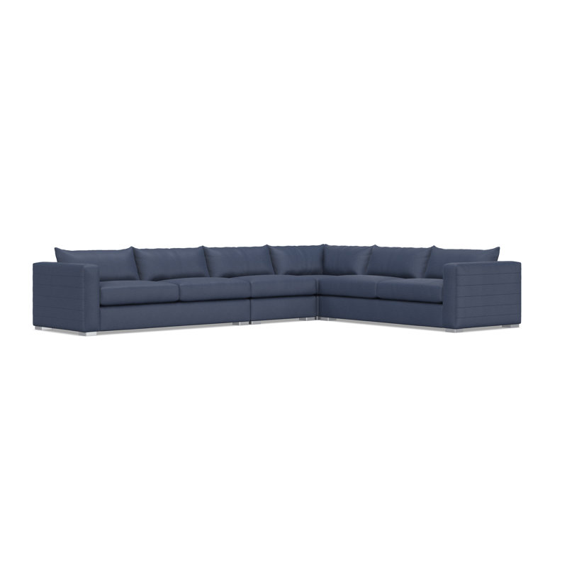 Sectional, Blue Polyester, 32.5" H x 157" W x 120.5" D