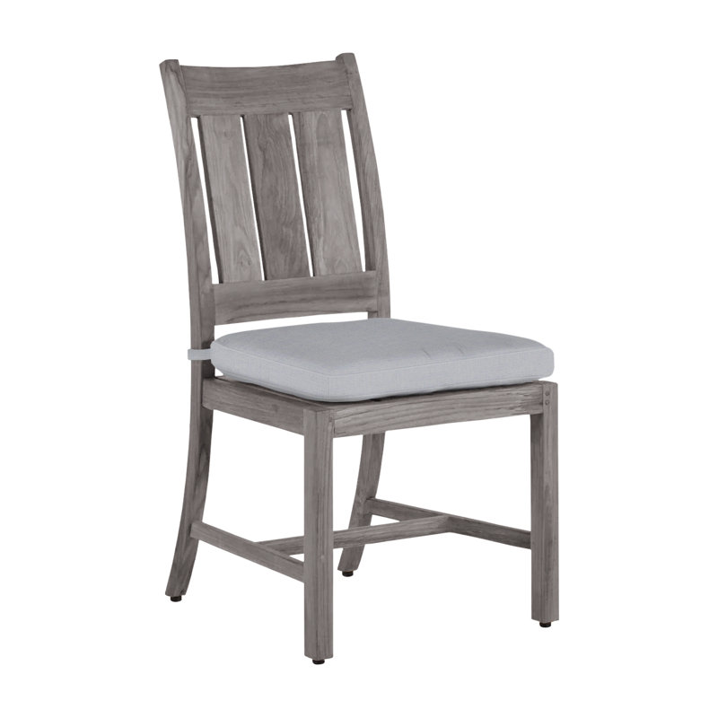 Chaise d'appoint d'extérieur Croquet, Pas de soudure, Teck huître, Lin chambray