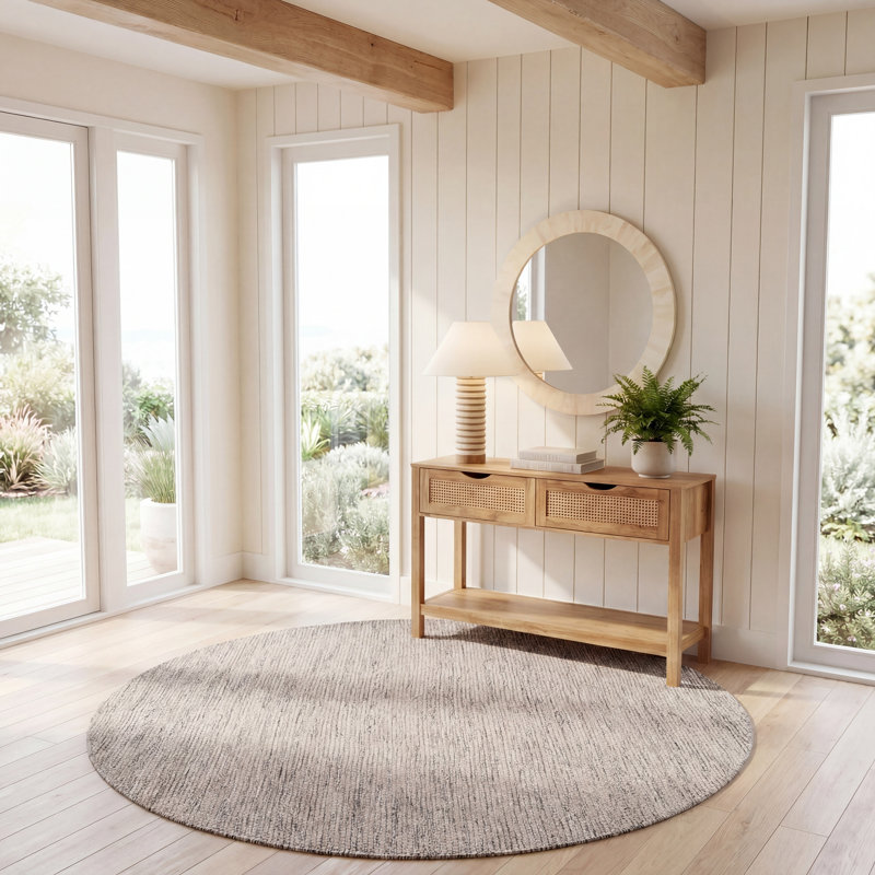 Marblehead 975 Area Rug in Gray / Ivory, Round 6'