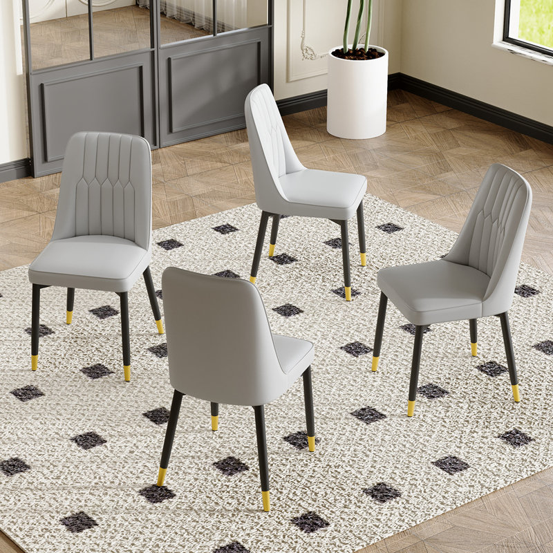 Ensemble de chaises de salle à manger Modern, Gris, 4, Noir