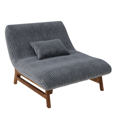 51'' Armless Lounge Chair, 2-In-1 Convertible Floor Sofa Bed With Solid Wood Frame