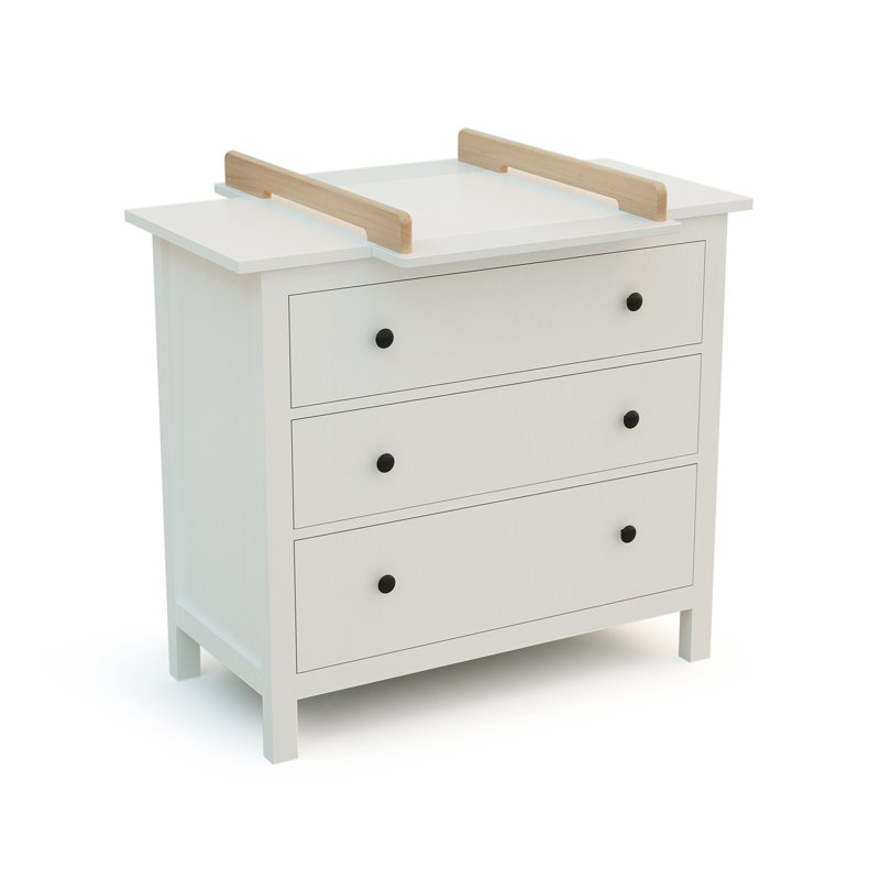 KIRA Changing Table Topper, White and Varnished Beech