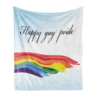 Ambesonne Pride Fleece Throw Blanket Celebratory Text Colorful Multicolor