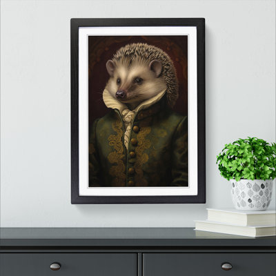 Hedgehog Baroque - Single Picture Frame Print on Wood