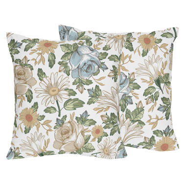 Wavy Floral Pillow Cover  Featuring Moss Mystique Colorway