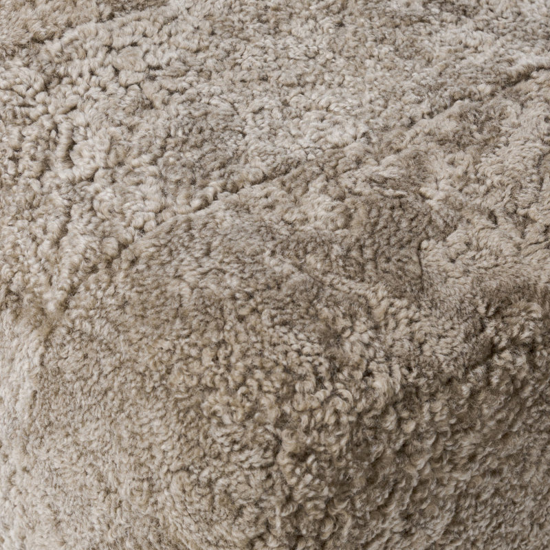 Oslo Ottoman, Taupe Shearling, Worn Oak