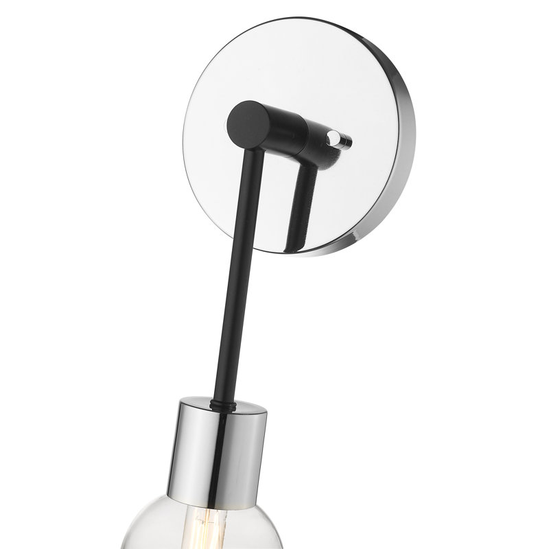 Applique murale articulée à 1 lumière Chelvey, Nickel poli, Transparent