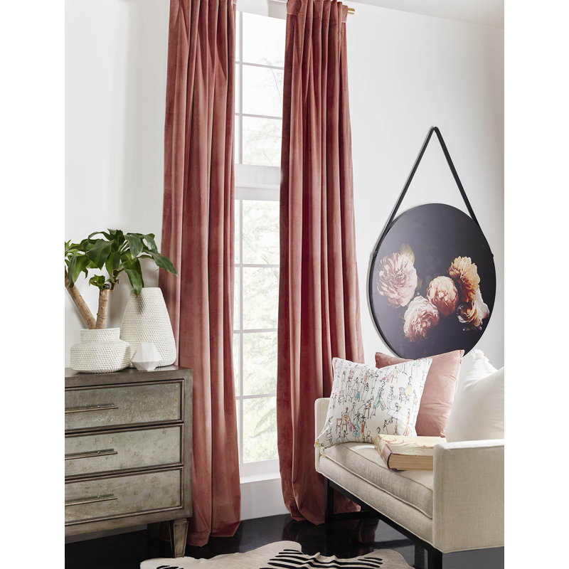 Arabesque Room Darkening Curtain, Fog, 50" W x 118" L