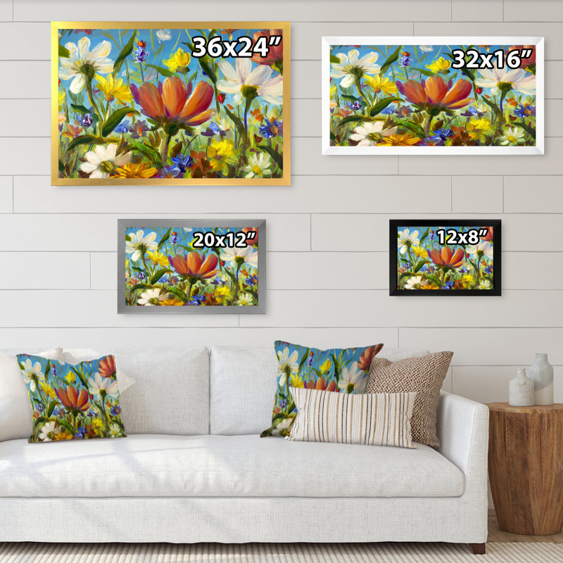 «Summer Field Blooming», reproduction sur toile flottante, Cadre noir, H 8 po x l 12 po x P 1 po