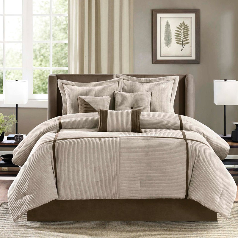 Édredon en velours côtelé Taupe King - Nuits douillettes chaudes et élégantes