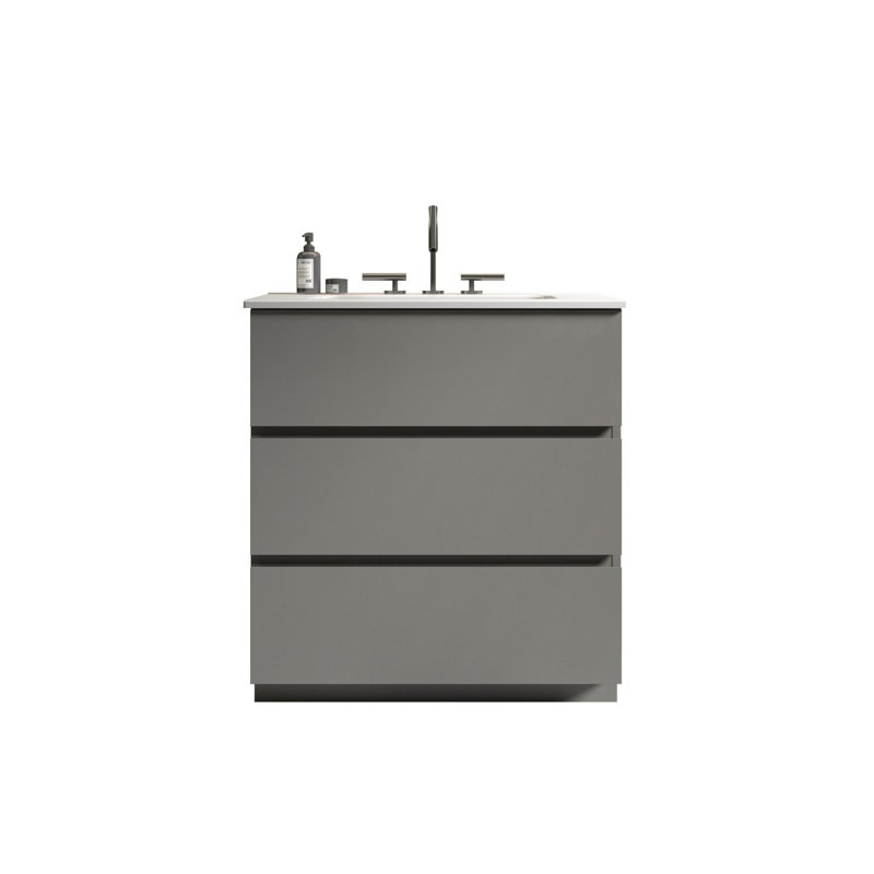 Meuble-lavabo de salle de bain avec lavabo, Gris, 30"