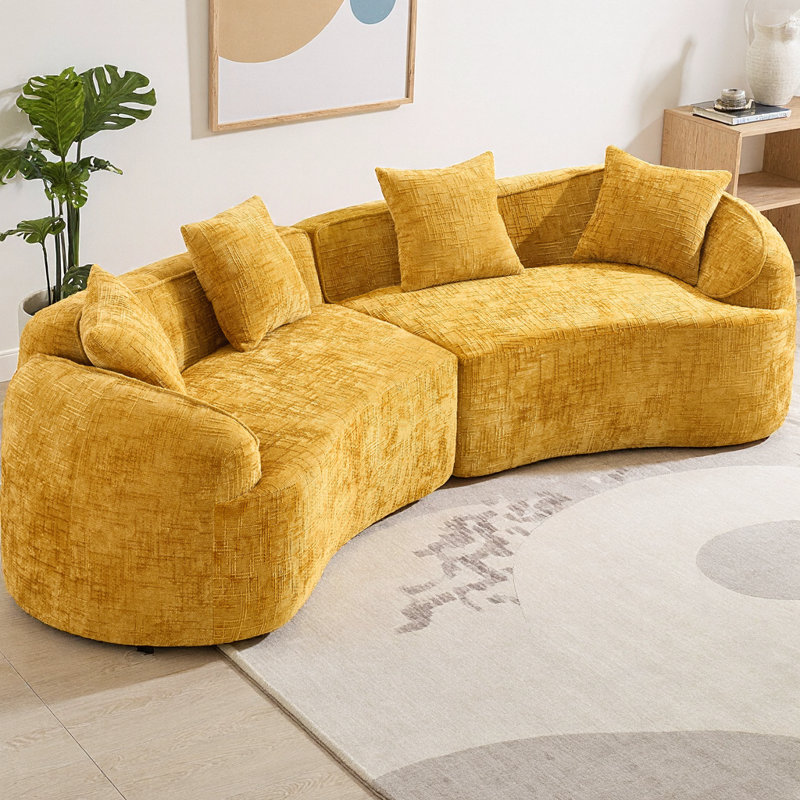 Canapé modulaire Curved, Chenille jaune