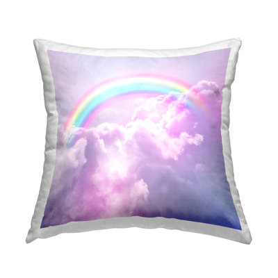Rainbow In Purple Clouds Printed Throw Pillow Design By Elephant Stock
