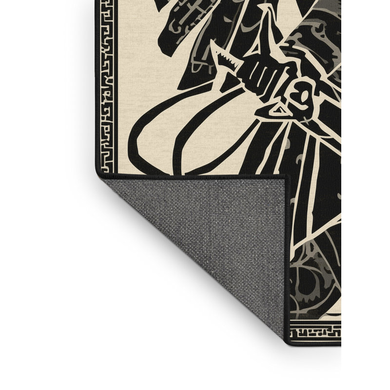 Tapis beige moelleux moelleux en laine Obsidian Classic Warrior, 7 x 9