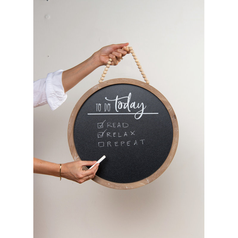 Tableau noir rond en bois 15,75 po