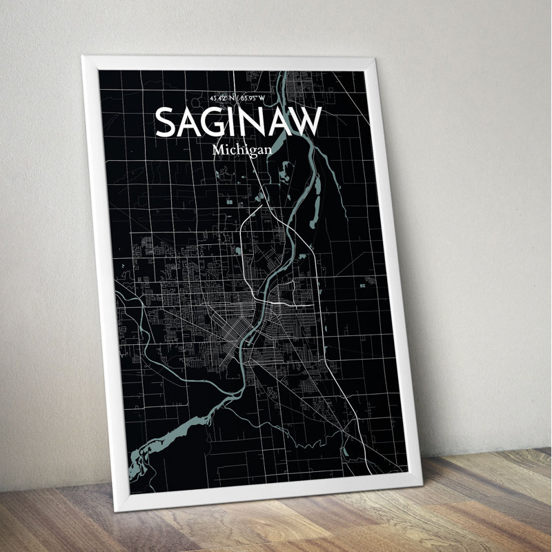Saginaw City Map - No Frame Print, 61cm H x 45.7cm W x 0.13cm D