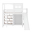 Lit mezzanine avec garde-robe, tablettes de rangement
