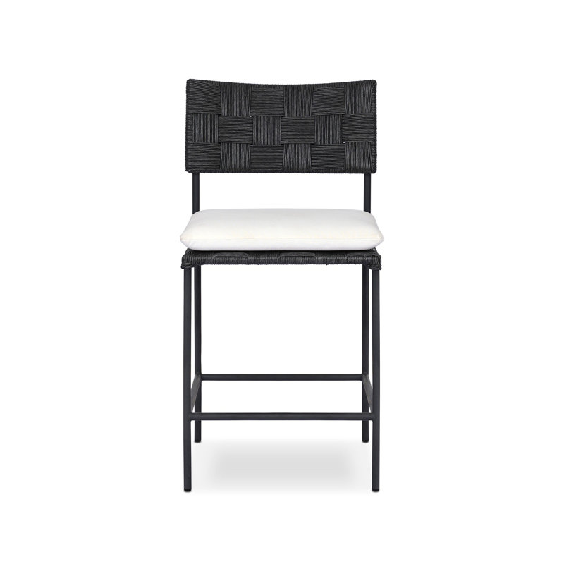 Tabouret d'extérieur en fer avec coussin, 30"